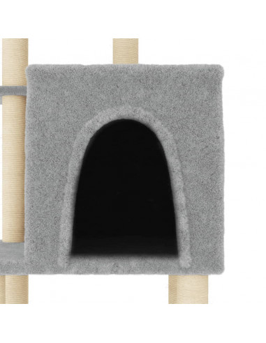 Albero per Gatti con Tiragraffi in Sisal Grigio Chiaro 97 cm