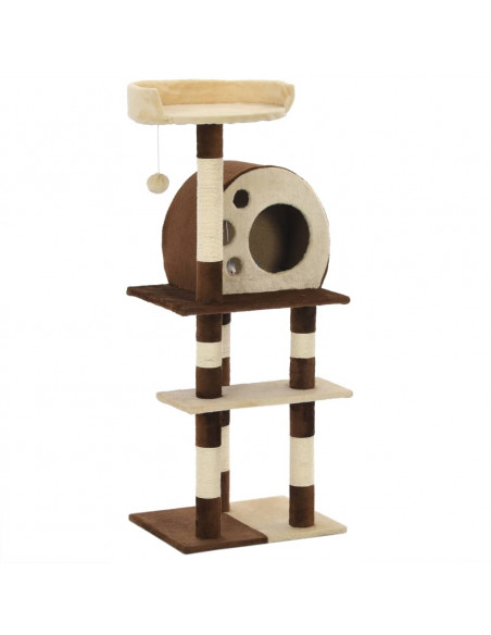 Albero per Gatti con Tiragraffi in Sisal 127 cm Beige e Marrone