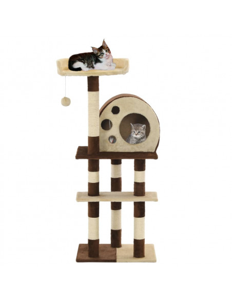Albero per Gatti con Tiragraffi in Sisal 127 cm Beige e Marrone