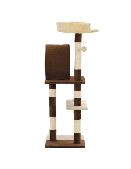 Albero per Gatti con Tiragraffi in Sisal 127 cm Beige e Marrone