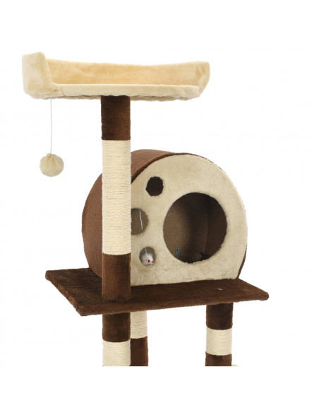 Albero per Gatti con Tiragraffi in Sisal 127 cm Beige e Marrone