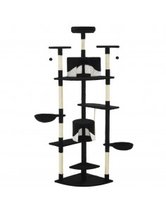 Albero per Gatti e Tiragraffi in Sisal 203 cm Nero e Bianco 2