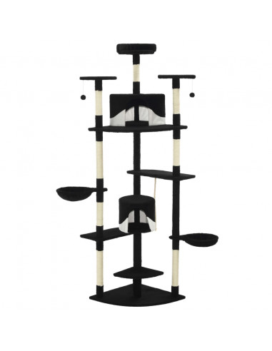 Albero per Gatti e Tiragraffi in Sisal 203 cm Nero e Bianco