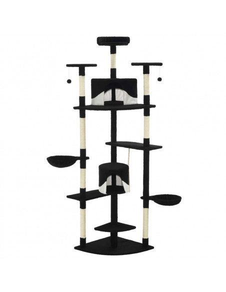 Albero per Gatti e Tiragraffi in Sisal 203 cm Nero e Bianco