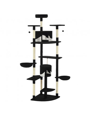 Albero per Gatti e Tiragraffi in Sisal 203 cm Nero e Bianco