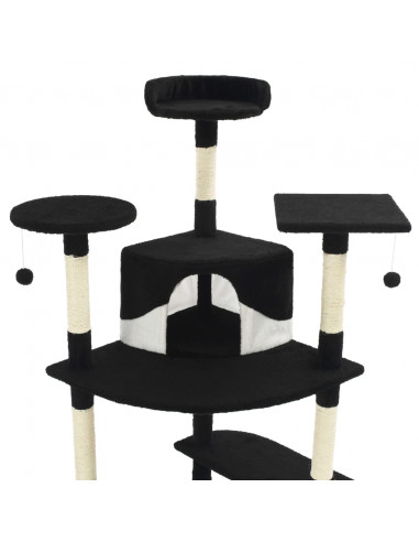 Albero per Gatti e Tiragraffi in Sisal 203 cm Nero e Bianco