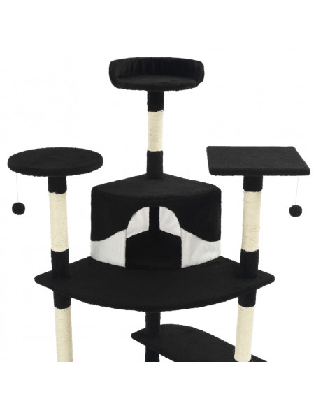 Albero per Gatti e Tiragraffi in Sisal 203 cm Nero e Bianco