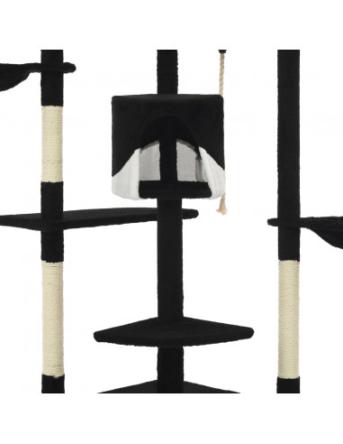 Albero per Gatti e Tiragraffi in Sisal 203 cm Nero e Bianco