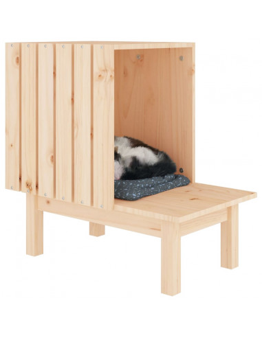 Casetta per Gatti 60x36x60 cm in Legno Massello di Pino