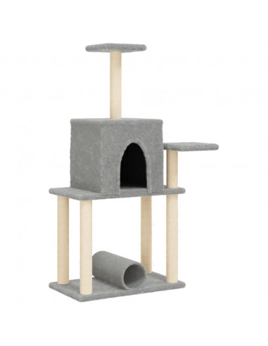 Albero per Gatti con Tiragraffi in Sisal Grigio Chiaro 122 cm