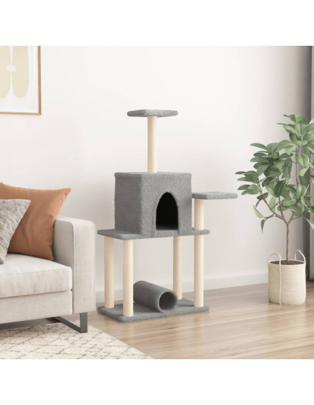 Albero per Gatti con Tiragraffi in Sisal Grigio Chiaro 122 cm