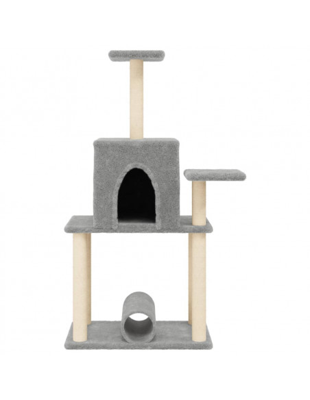 Albero per Gatti con Tiragraffi in Sisal Grigio Chiaro 122 cm