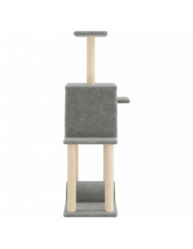 Albero per Gatti con Tiragraffi in Sisal Grigio Chiaro 122 cm