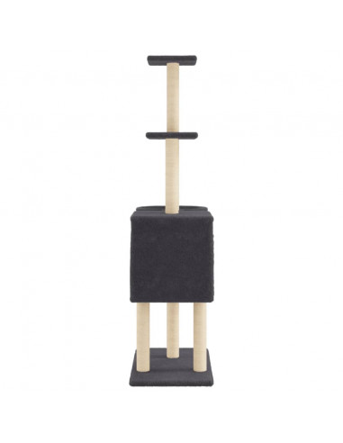 Albero per Gatti con Tiragraffi in Sisal Grigio Scuro 145 cm