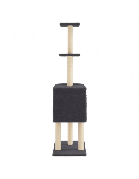 Albero per Gatti con Tiragraffi in Sisal Grigio Scuro 145 cm