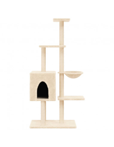Albero per Gatti con Tiragraffi in Sisal Crema 145 cm