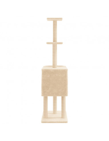 Albero per Gatti con Tiragraffi in Sisal Crema 145 cm