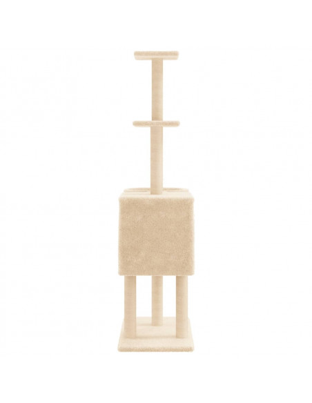 Albero per Gatti con Tiragraffi in Sisal Crema 145 cm