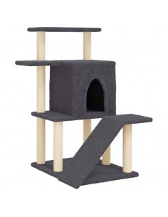 Albero per Gatti con Tiragraffi in Sisal Grigio Scuro 97 cm 2