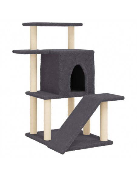 Albero per Gatti con Tiragraffi in Sisal Grigio Scuro 97 cm
