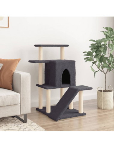 Albero per Gatti con Tiragraffi in Sisal Grigio Scuro 97 cm