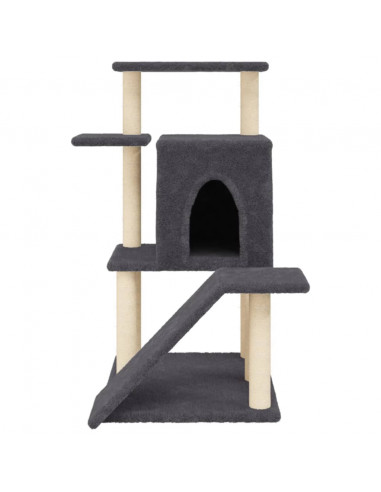 Albero per Gatti con Tiragraffi in Sisal Grigio Scuro 97 cm