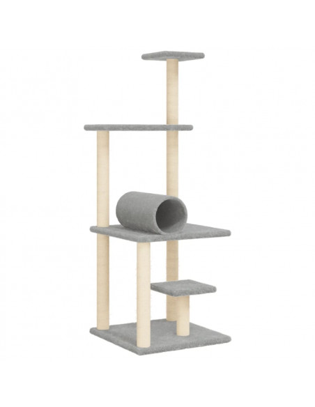 Albero per Gatti con Tiragraffi in Sisal Grigio Chiaro 136 cm