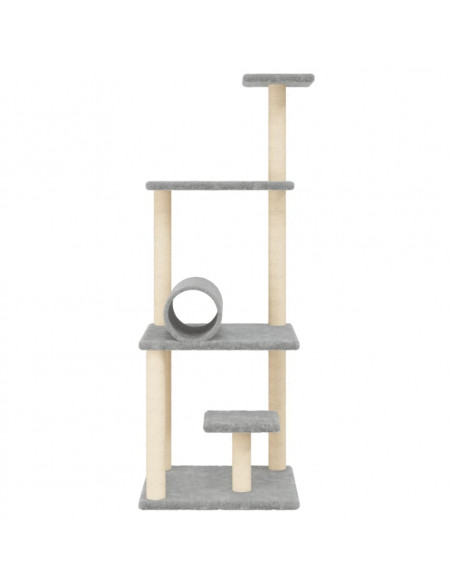 Albero per Gatti con Tiragraffi in Sisal Grigio Chiaro 136 cm