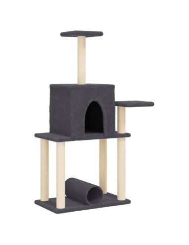 Albero per Gatti con Tiragraffi in Sisal Grigio Scuro 122 cm