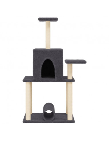 Albero per Gatti con Tiragraffi in Sisal Grigio Scuro 122 cm