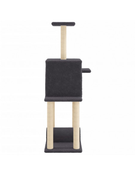 Albero per Gatti con Tiragraffi in Sisal Grigio Scuro 122 cm