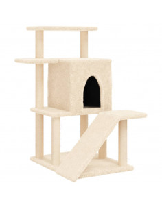Albero per Gatti con Tiragraffi in Sisal Crema 97 cm 2