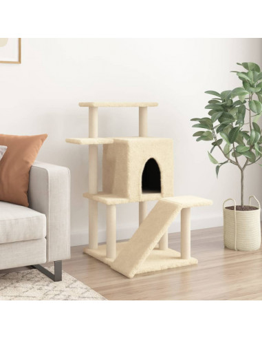Albero per Gatti con Tiragraffi in Sisal Crema 97 cm