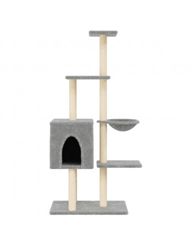 Albero per Gatti con Tiragraffi in Sisal Grigio Chiaro 145 cm