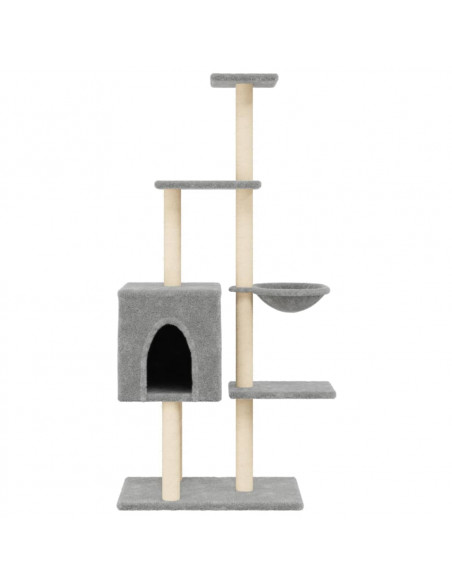 Albero per Gatti con Tiragraffi in Sisal Grigio Chiaro 145 cm