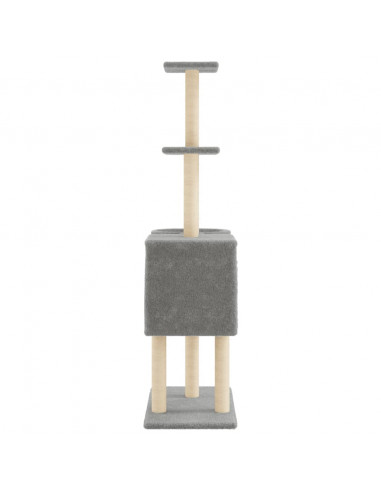 Albero per Gatti con Tiragraffi in Sisal Grigio Chiaro 145 cm