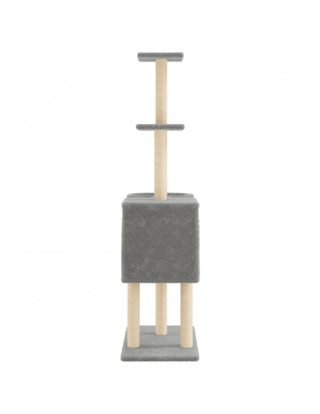 Albero per Gatti con Tiragraffi in Sisal Grigio Chiaro 145 cm
