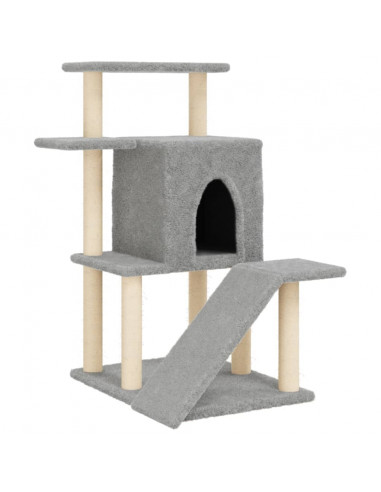 Albero per Gatti con Tiragraffi in Sisal Grigio Chiaro 97 cm