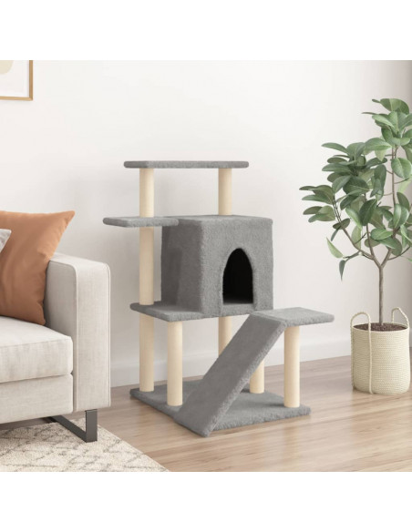 Albero per Gatti con Tiragraffi in Sisal Grigio Chiaro 97 cm