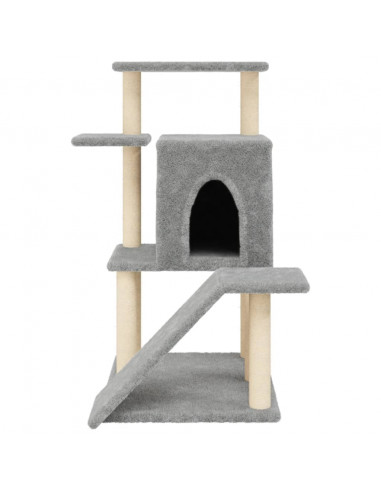 Albero per Gatti con Tiragraffi in Sisal Grigio Chiaro 97 cm