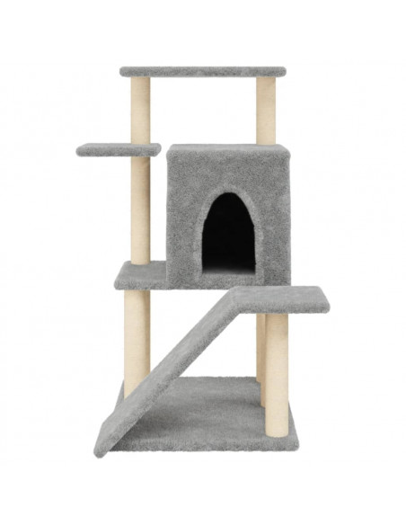 Albero per Gatti con Tiragraffi in Sisal Grigio Chiaro 97 cm