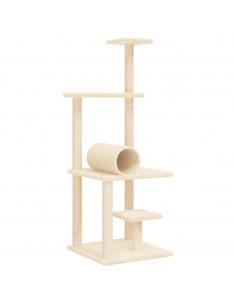 Albero per Gatti con Tiragraffi in Sisal Crema 136 cm 2