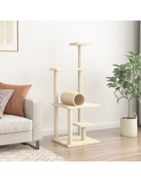 Albero per Gatti con Tiragraffi in Sisal Crema 136 cm