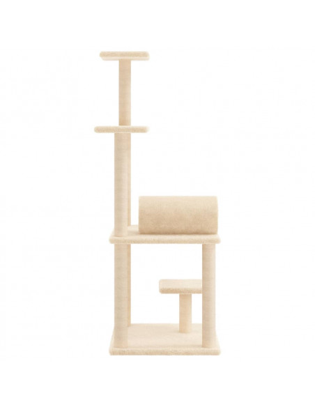Albero per Gatti con Tiragraffi in Sisal Crema 136 cm