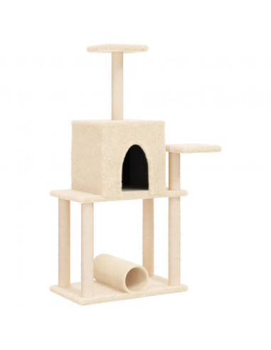 Albero per Gatti con Tiragraffi in Sisal Crema 122 cm