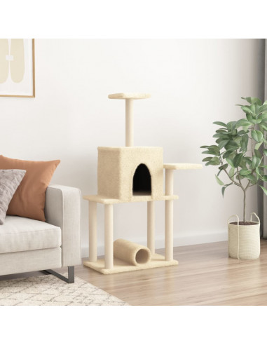 Albero per Gatti con Tiragraffi in Sisal Crema 122 cm