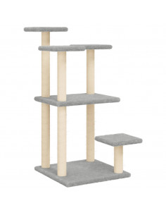 Pali Tiragraffi per Gatti con Piattaforme Grigio Chiaro 98,5 cm 2