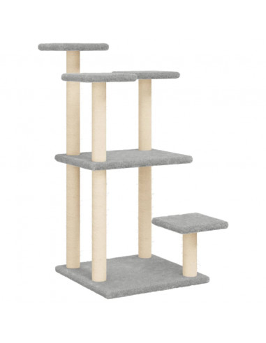 Pali Tiragraffi per Gatti con Piattaforme Grigio Chiaro 98,5 cm