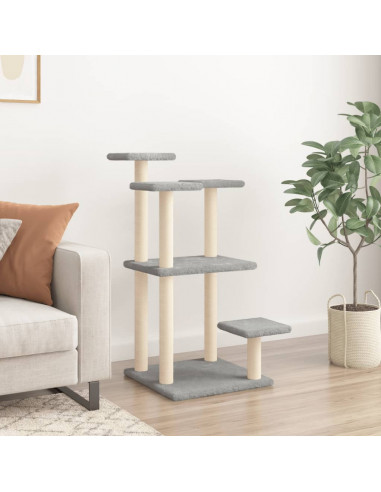 Pali Tiragraffi per Gatti con Piattaforme Grigio Chiaro 98,5 cm