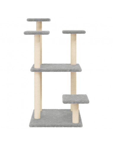 Pali Tiragraffi per Gatti con Piattaforme Grigio Chiaro 98,5 cm